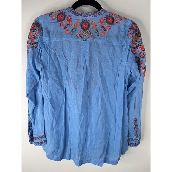 Johnny Was Alba Embroidered Blue Blouse Size S NEW - Picture 7 of 7